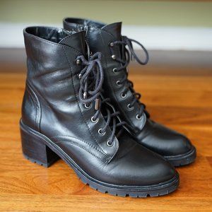 Joie - Black Leather Combat Boots